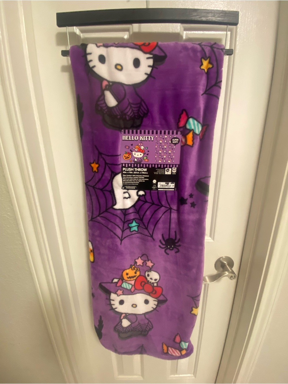 Hello Kitty Purple Halloween Plush Throw Blanket
